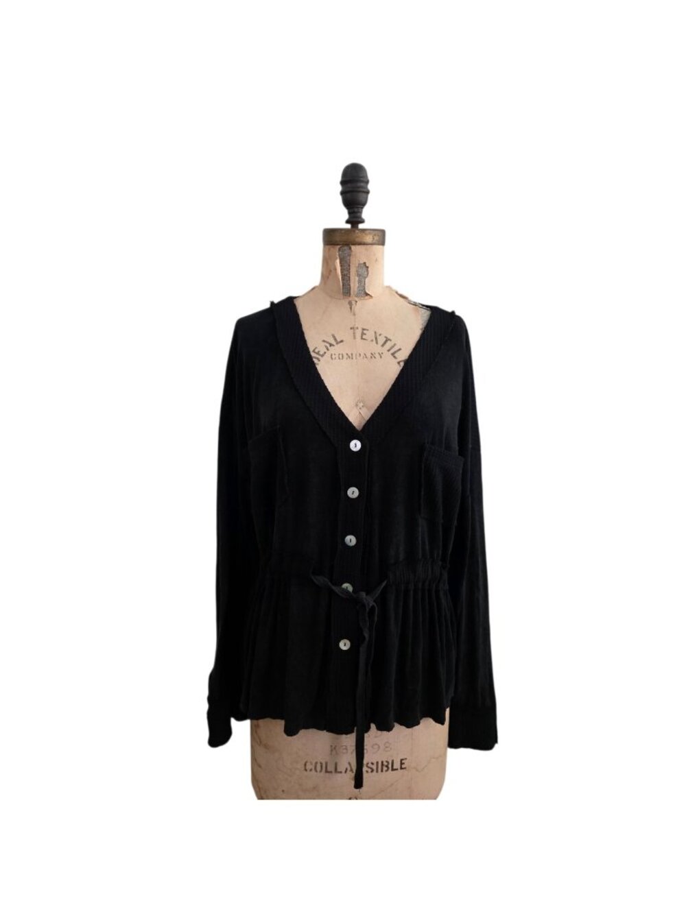 POL Drawstring Cardigan Jacket Black L